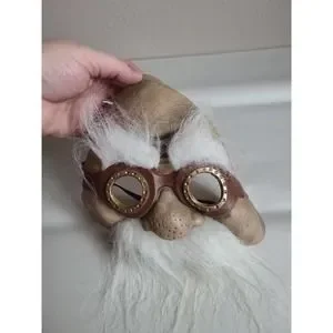 Vintage 5 Season Old Man Steampunk Rubber Halloween Mask With Goggles