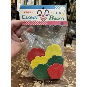 Vintage 6 Clown 1950s Place Card Surprise Basket Party Favor NOS Sealed Japan