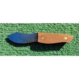 Vintage 6" Wood Handle Stainless Steel Fixed Curved Bowie Blade Knife EUC