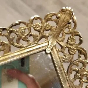 Vintage 70's Gold Detailed Mirror Tray