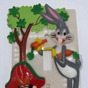 Vintage 70's Looney Tunes Bugs Bunny & Friends 3D Light Switch Cover Plate