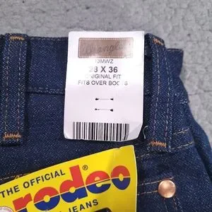 Vintage 80s DEADSTOCK Wrangler ProRodeo Cowboy Cut Jeans 28x36 Competition Blue