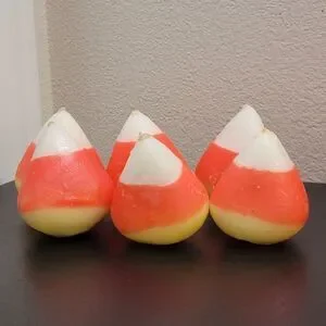 Vintage 80s Lot Of 6 Halloween 2" Inch Candy Corn Candles Unburned