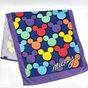 Vintage 90s Disney Mickey Silhouette All Over Print Beach Towel by Franco RARE