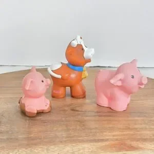 Vintage 90s‎ Fisher Price Little People Farm Animals Cow And Pigs 1997