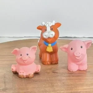 Vintage 90sā Fisher Price Little People Farm Animals Cow And Pigs 1997