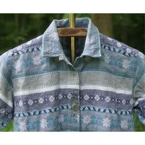Vintage 90s Little Angels Boy’s Blue Grey Button Up Shirt
