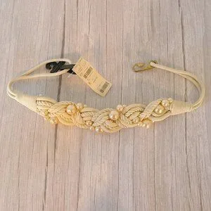 Vintage 90s New Casual Corner Braided Belt Faux Pearl NOS Size Medium Vintage 90s New Casual Corner Braided Belt Faux Pearl NOS Size Medium