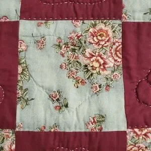 Vintage Amish Handmade Quilt Queen 100x98 Checkerboard Hearts Floral Burgundy PA