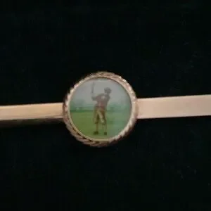 Vintage Antique Mario Pierrali Gold Tie Clip With Golfer