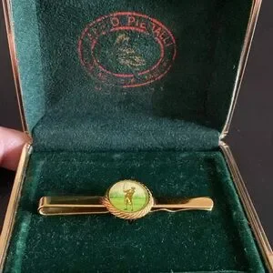 Vintage Antique Mario Pierrali Gold Tie Clip With Golfer
