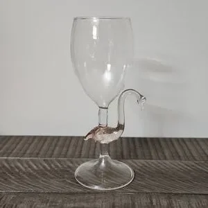 Vintage Artistic Novelty Wine Glass Pink Flamingo Art Beach Decor