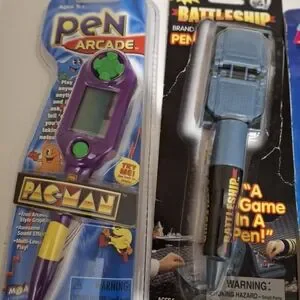 Vintage Assorted Pens Huge Lot Of 8 MixArcade Game Pac-Man Battleship Snow Board