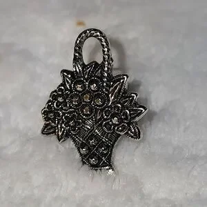 Vintage Avon Basket of Flowers Brooch with Marcasite Accents Vintage Avon Basket of Flowers Brooch with Marcasite Accents