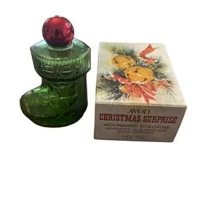 Vintage AVON Christmas Surprise Stocking Topaze Cologne 1 Fl Oz EMPTY With Box