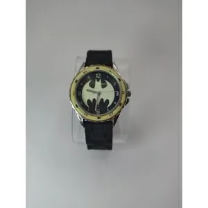 Vintage Batman Glow Logo QUARTZ Watch Stainless Steel Rubber Strap Collector Box
