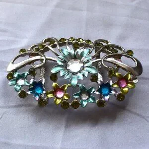 Vintage Belt Buckle Women's Unisex Sash Flowers Floral Colorful Victoria Art-Dec