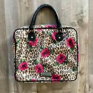 Vintage Betsey Johnson IPad Laptop Padded Leopard And Roses Case Bag 15×13"