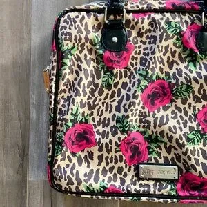 Vintage Betsey Johnson IPad Laptop Padded Leopard And Roses Case Bag 15×13"
