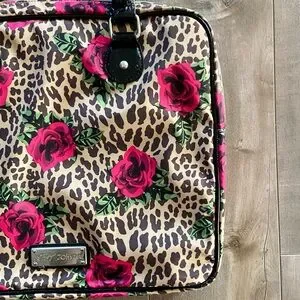 Vintage Betsey Johnson IPad Laptop Padded Leopard And Roses Case Bag 15×13"