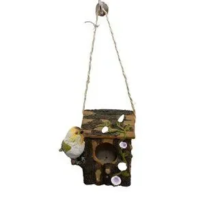 Vintage Birdhouse With 3D Bird And Flowers Hanging Outdoor Garden Lawn Decor