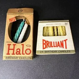 Vintage Birthday Candle Boxes Halo & Brilliant w/ Candles Made in Japan