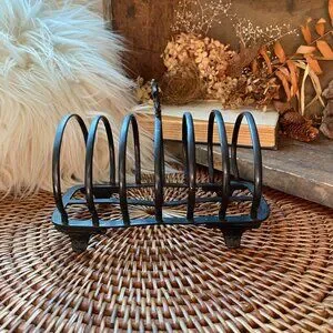 Vintage Black Metal Letter Paper Holder Desk Organizer Office Decor Slot Holder
