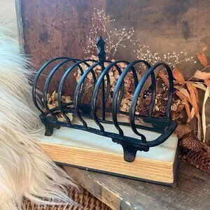Vintage Black Metal Letter Paper Holder Desk Organizer Office Decor Slot Holder