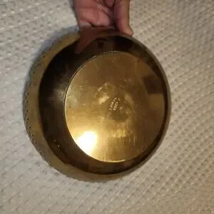 VINTAGE BRASS LEAVES IVY ETCHED BOWL