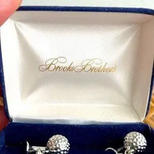 Vintage Brooks Brothers Sterling Silver Cufflinks Golf Ball And Tee Design