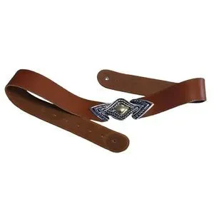 Vintage Brown Leather Silver Gold Buckle Adjustable Belt Small