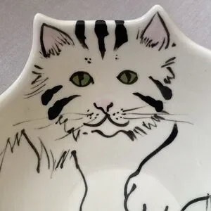 Vintage Cats By Nina 8" Cat Kitty Ceramic Bowl Dish RARE