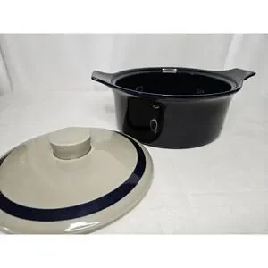 Vintage Celebrity Lexington Round 2 Quart Stoneware Casserole Dish Lid Blue