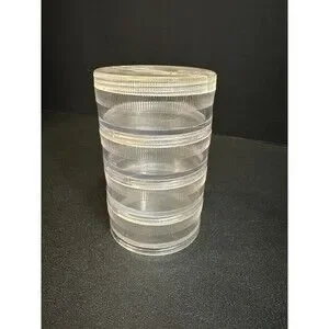 Vintage Clear Plastic Stackable Storage Container – 4 Tier Screw-Lid