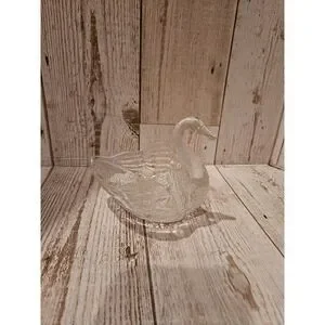 Vintage Clear Pressed Glass Swan Candy Nut Mint Dish