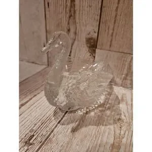 Vintage Clear Pressed Glass Swan Candy Nut Mint Dish