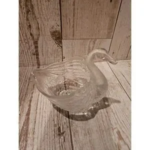Vintage Clear Pressed Glass Swan Candy Nut Mint Dish