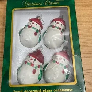 Vintage Commodore Christmas Classics Ornaments Chubby Snowmen Set Of 4 Romania