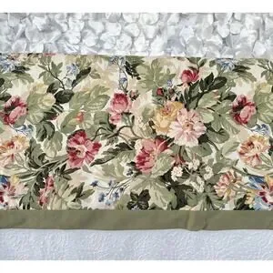 Vintage Cotton Window Petticoat Valance Flower Garden Pink Green Persnickity