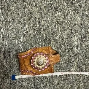 Vintage Cowboy Decor Leather & Rhinestones Westernn Case W/Belt Clip