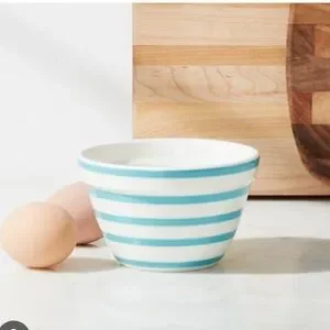 Vintage Crate and Barrel Avery Aqua Stripe Mini Mixing Bowl - set of 3