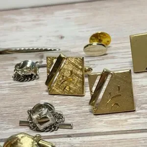 Vintage Cufflinks And Tie Tacks Lapel Pins Lot Men’s Jewelry 16 Piece MCM