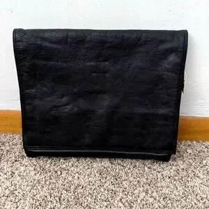 Vintage deadstock Petite Fleur by Bodenshatz black leather attache bag