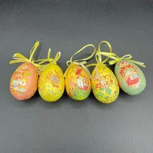Vintage Decoupage Easter Eggs Bunny Rabbits Chicks Birds on Basket Tissue Paper