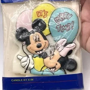Vintage Disney Mickey Minnie Mouse Birthday Candles LOT Of 3 Gibson Greetings