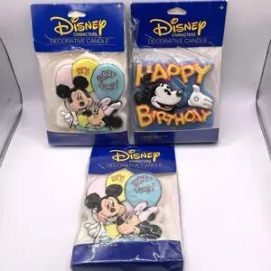 Vintage Disney Mickey Minnie Mouse Birthday Candles LOT of 3 Gibson Greetings