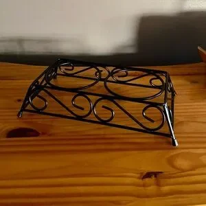 Vintage Dog Food And Water Bowl Stand In Black Metal