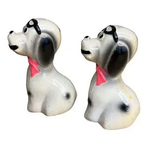 Vintage Dogs With Goggles SNOOPY RED BARON Salt And Pepper Shaker Set Japan