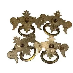 Vintage Drawer pulls Metal Scroll Work Latch Knocker Set Of 4