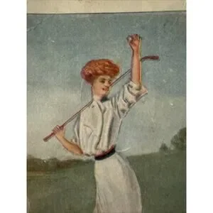 Vintage Early 1909 Woman Golfing Cartoon F. Earl Christy Artist Postcard